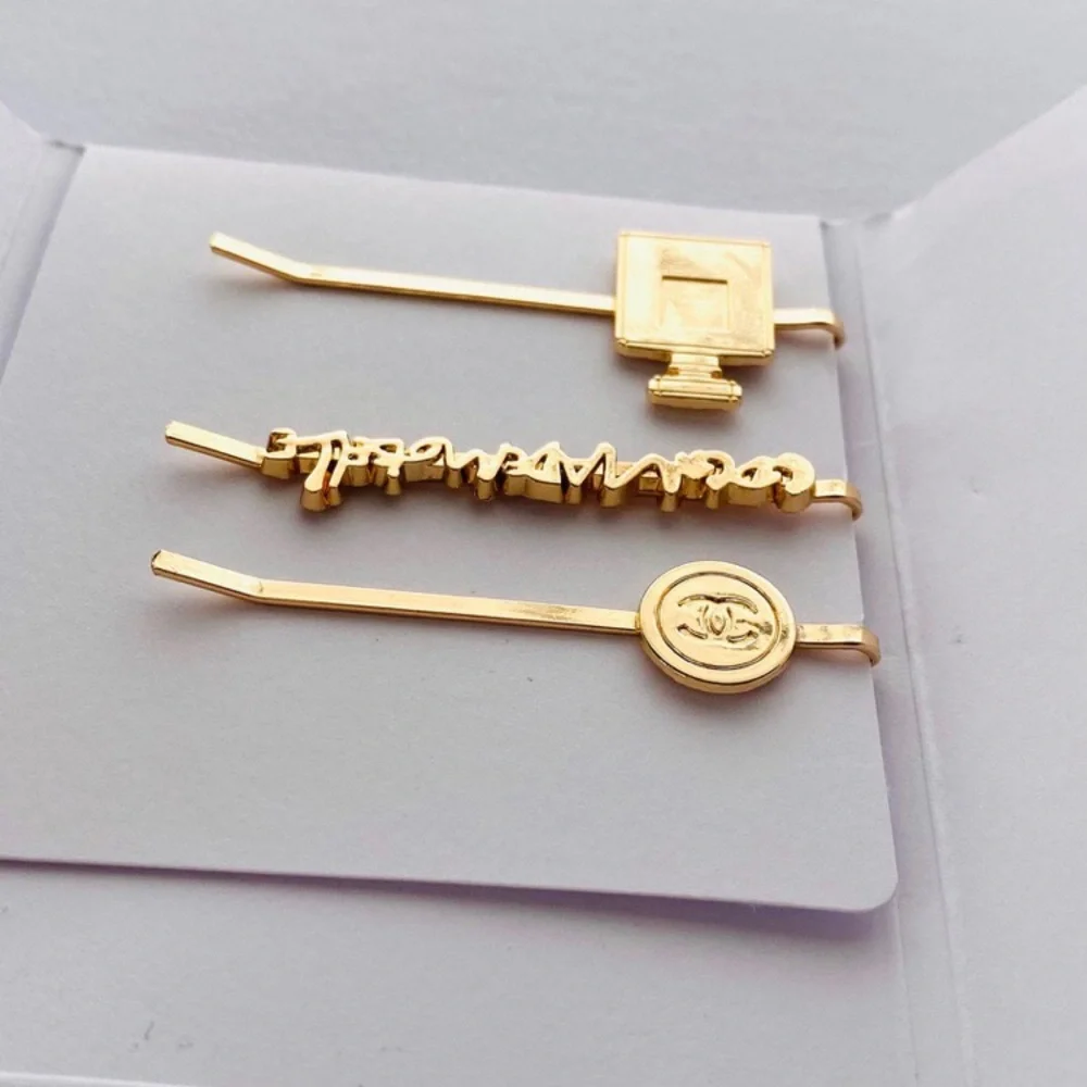 Brand New Chanel VIP GWP Gold Tone Metal Hair Bobby Pins (set of 3)
